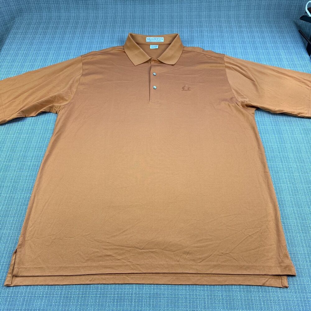 Martin Polo Shirt Mens‎ XXL Orange Pima Cotton Golf Casual Preppy Comfort